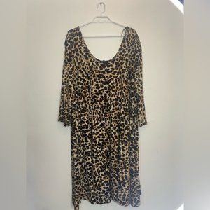 Lily Morgan - Long Sleeve Cheetah Print Dress - 3X